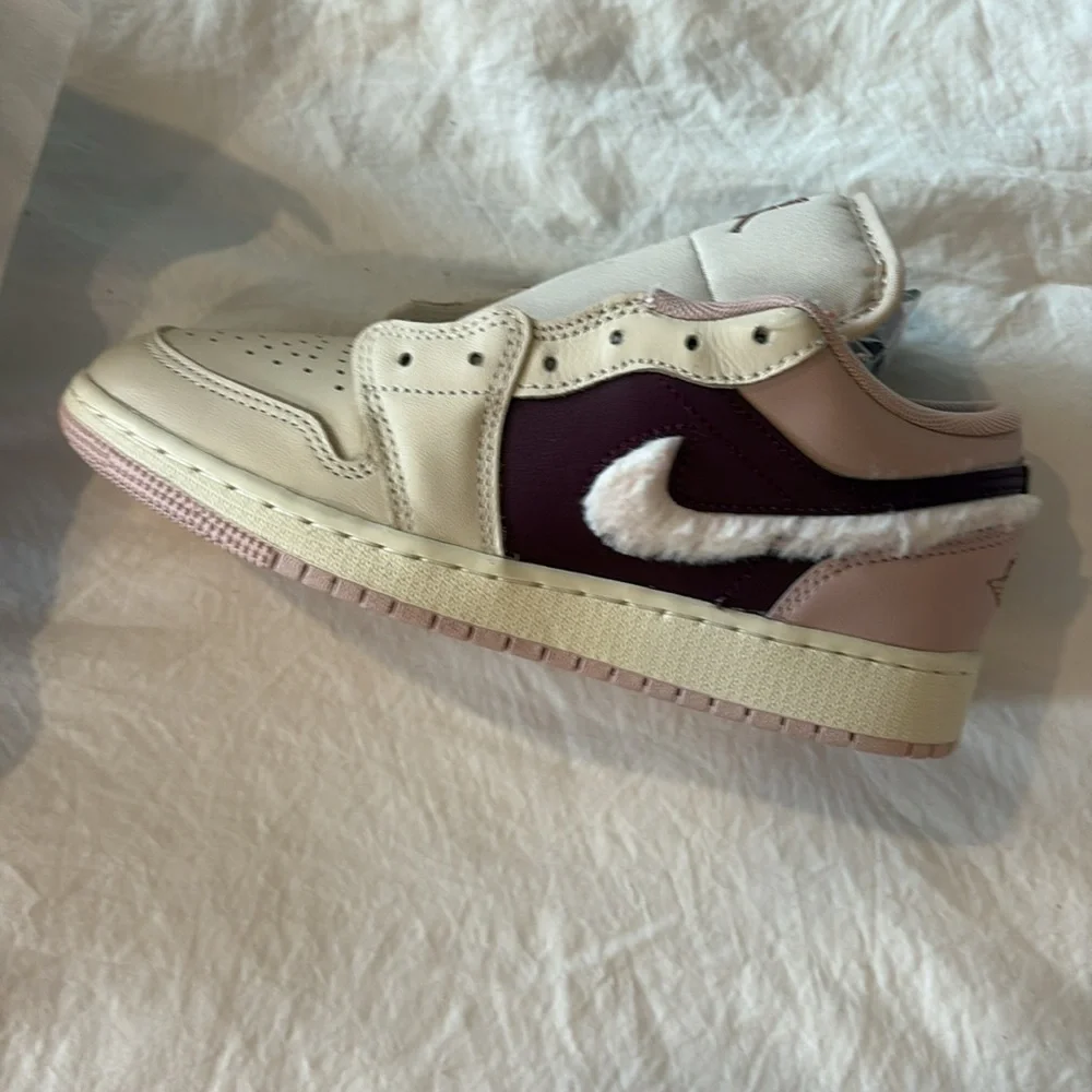 Nike Air Jordan 1 Low Sneakers - Cream and Burgundy